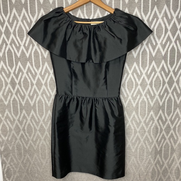 Reese Nageli Couture Dress Black Sleeveless Ruffle Collar Silk NWOT Size: 2 - Picture 1 of 7